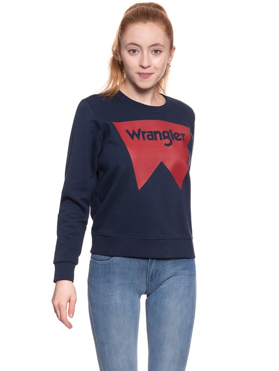 Wrangler Wrangler Bluza LOGO CREW Niebieski Regular Fit