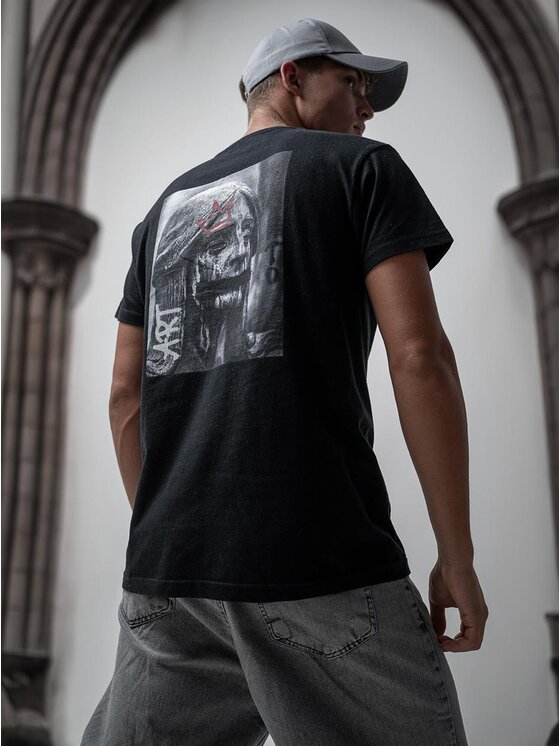 MyStars MyStars T-Shirt Koszulka Z Krótkim Rękawem Angel Anioł Czarny Regular Fit