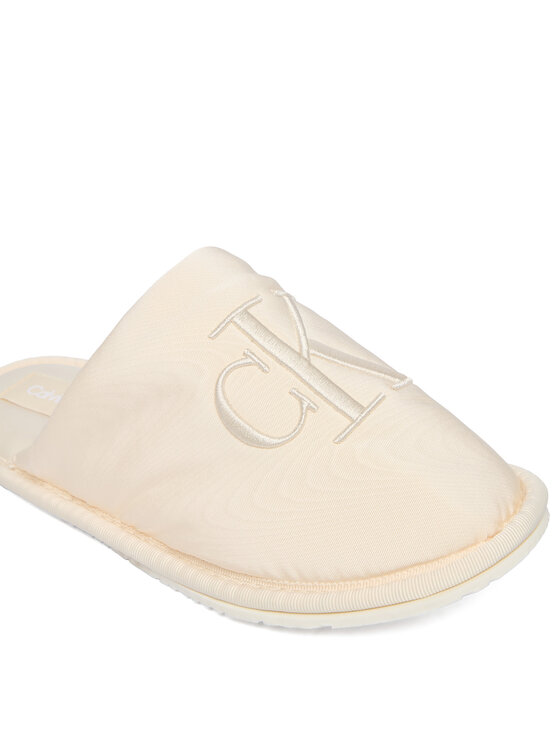 Calvin Klein Jeans Calvin Klein Jeans Kapcie Slipper Satin Moire YW0YW02053 Écru