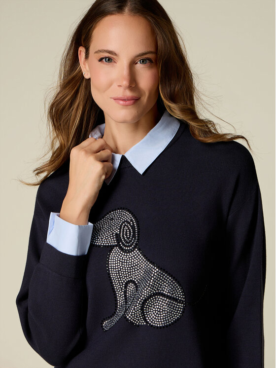 Oltre Oltre Maglione M374J005631N034 Blu Regular Fit