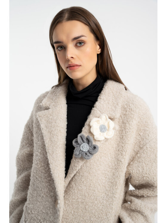 CLICK CLICK Zimní kabát 70-0016 Béžová Regular Fit