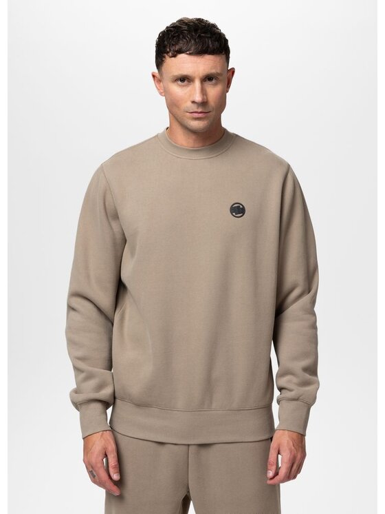 PITBULL PITBULL Bluza Small Logo Beżowy Regular Fit