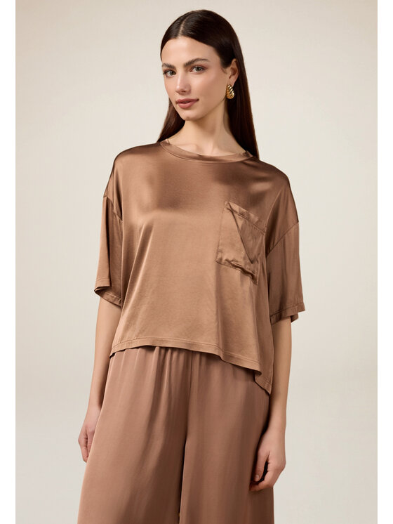 Oltre Oltre Bluzka 2491J000734N012 Brązowy Boxy Fit