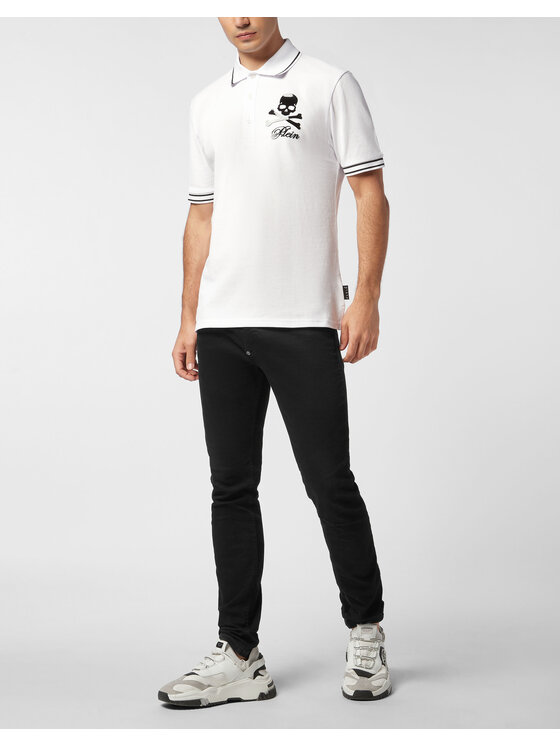 PHILIPP PLEIN PHILIPP PLEIN Polo 27113 Biały Slim Fit