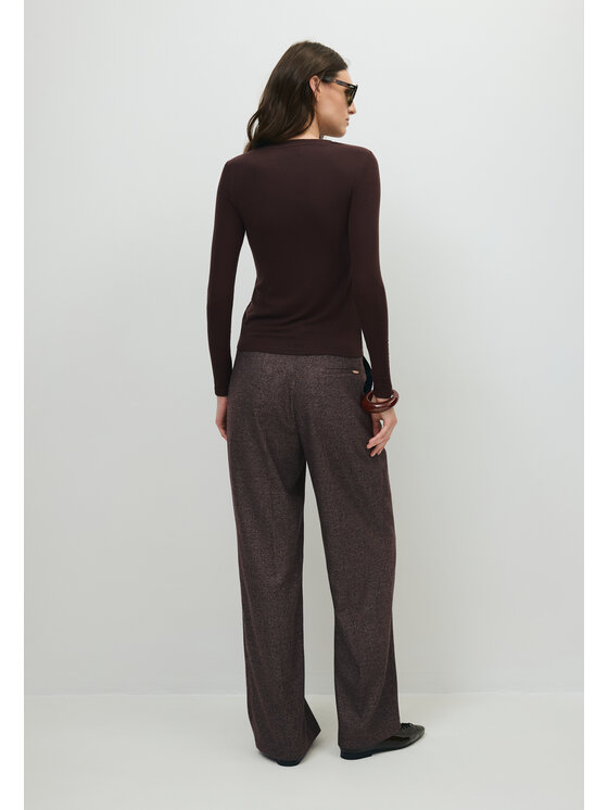 BIZUU BIZUU Spodnie materiałowe BANOS WIDE-LEG Brązowy Standard Fit