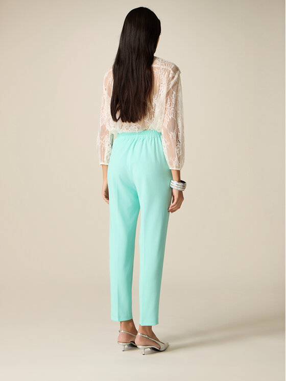 Oltre Oltre Pantaloni di tessuto P273J102543N015 Turchese Regular Fit