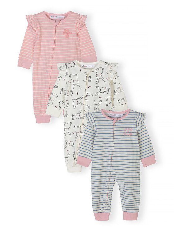 minoti minoti Komplet pajacy 28BABYRIB3 Różowy Regular Fit