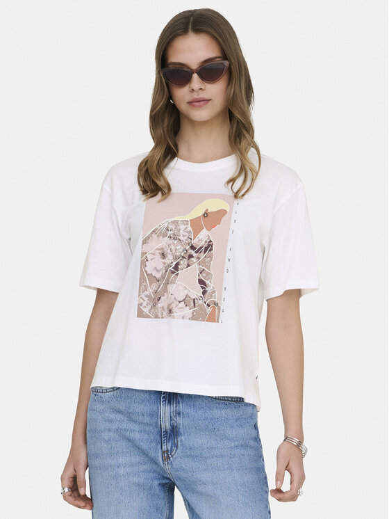 ONLY Tricou Susan 15372179 Alb Regular Fit