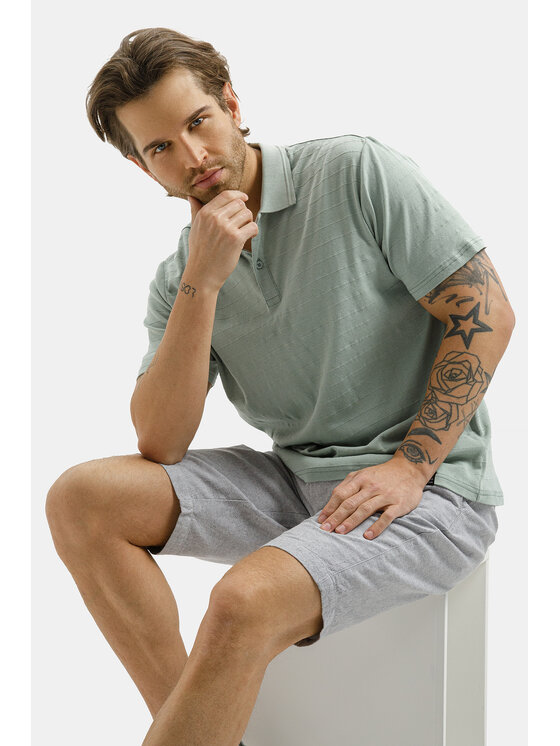 Cross Jeans Cross Jeans Polo 16177-320 Zielony Regular Fit