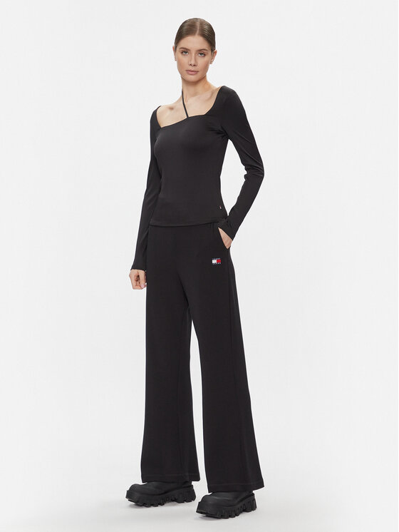 Tommy Jeans Tommy Jeans Bluză DW0DW17401 Negru Slim Fit