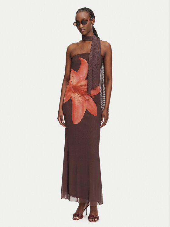 Vero Moda Vero Moda Letné šaty Rosetta 10356030 Tmavo hnedá Regular Fit