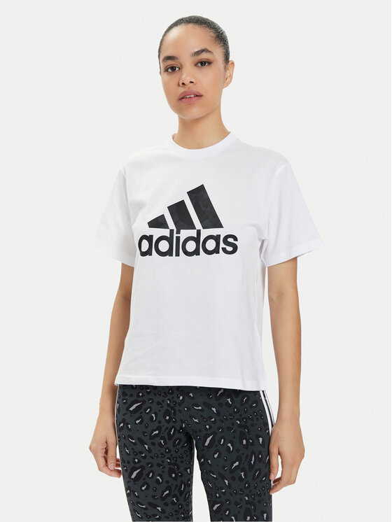 adidas Tričko Floral Graphic Big Logo IN7314 Biela Regular Fit