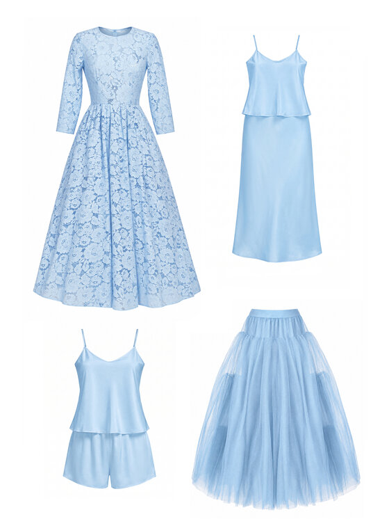 MATSOUR'I MATSOUR'I Sukienka koktajlowa Vicktoria Light Blue Niebieski A-Line Fit