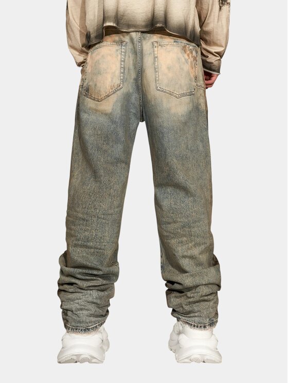 MADE BY SOCIETY MADE BY SOCIETY Spodnie materiałowe ASH-VOLT WIDE - P17240 Niebieski Basic Fit