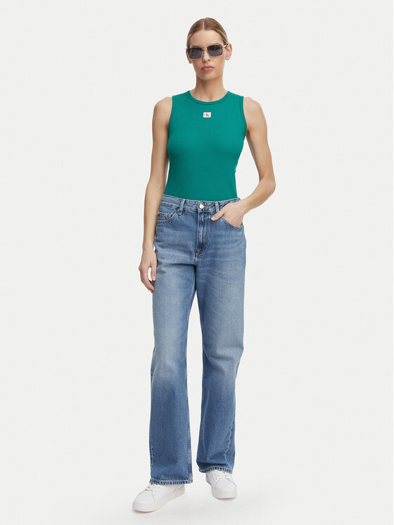 Calvin Klein Jeans Calvin Klein Jeans Top LV047F246G Tmavo zelená Slim Fit