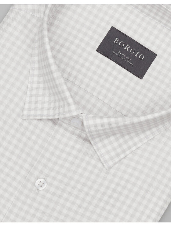 Borgio Borgio Koszula matera_00601 Beżowy Slim Fit
