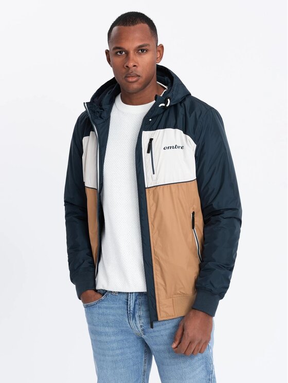 Ombre Ombre Kurtka przejściowa OM-JANP-0194 Brązowy Regular Fit
