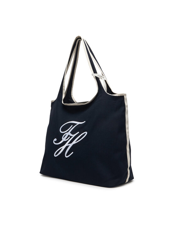 Tommy Hilfiger Tommy Hilfiger Torebka Th Summer Tote Canvas AW0AW18398 Granatowy