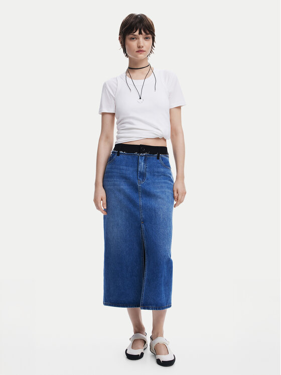 Desigual Desigual Jeans suknja 25SWFD02 Plava Regular Fit