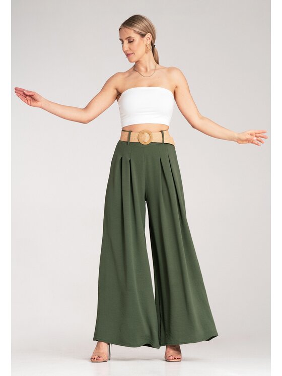 FIGL FIGL Pantaloni di tessuto M1160 Verde Loose Fit