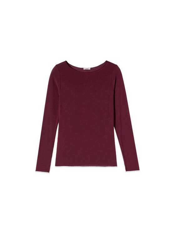 Oltre Oltre Bluzka G049J204887N036 Bordowy Regular Fit