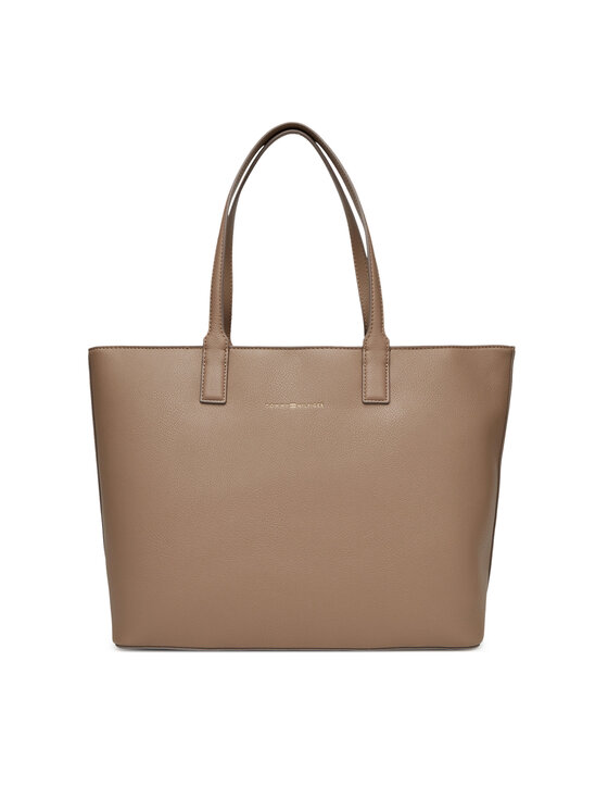 Geantă Tommy Hilfiger Th Logotape Tote AW0AW17449 Bej