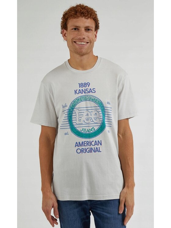 Lee Lee T-Shirt 80'S Graphic Tee Szary Relaxed Fit