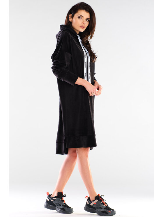 Awama Awama Sukienka dzianinowa A413 Czarny Basic Fit