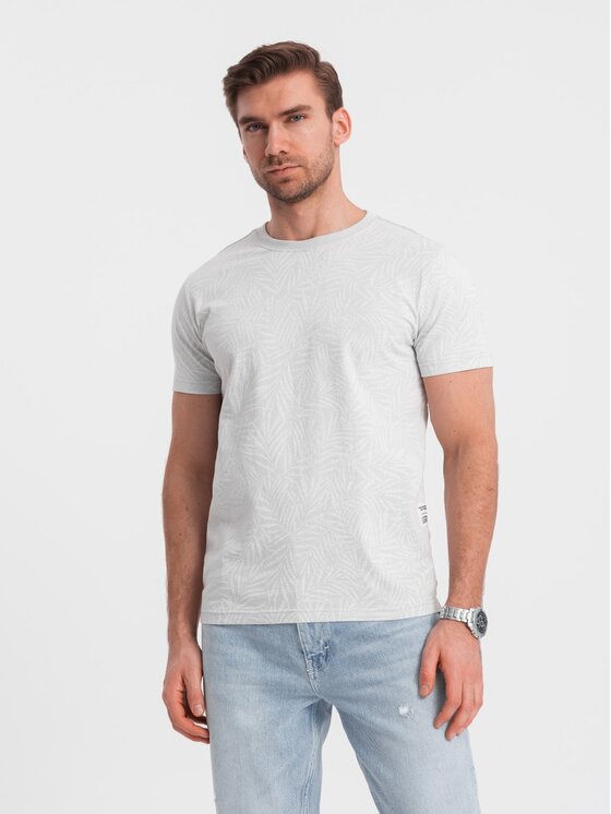 Ombre Ombre T-Shirt OM-TSFP-0182 Šedá Regular Fit