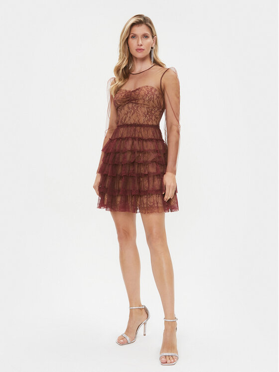 TWINSET TWINSET Kokteilinė suknelė 232TT2071 Vyšninė Regular Fit
