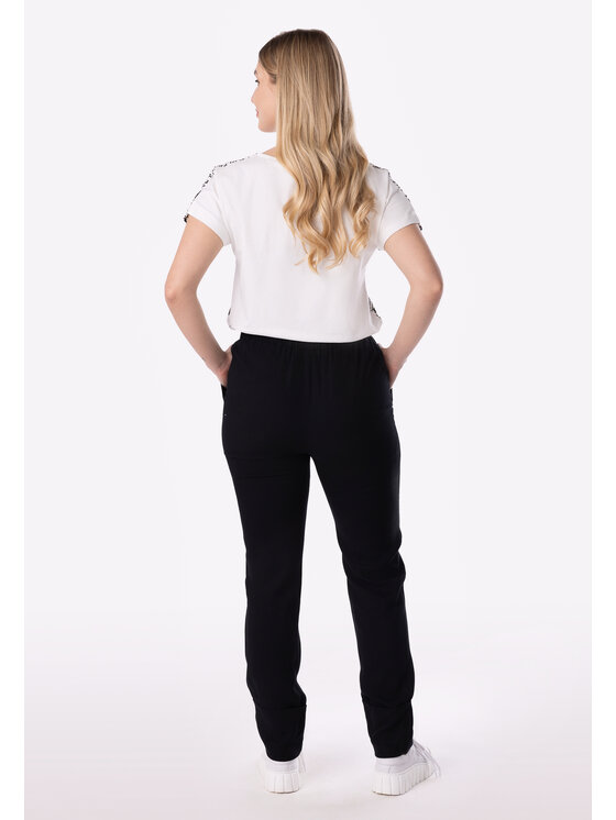 QUIOSQUE QUIOSQUE Kalhoty z materiálu QUIOSQUE 3LX001299 Černá Regular Fit