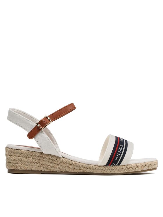 Espadrile Tommy Hilfiger Rope Wedge T3A7-32777-0048X100 S White/Tobacco X100