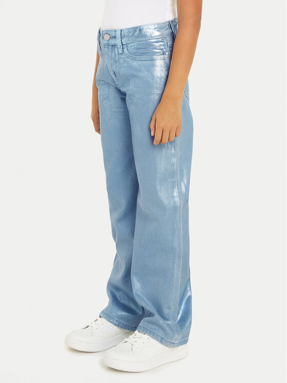 Calvin Klein Jeans Bavlnené nohavice IG0IG02383 Modrá Wide Leg