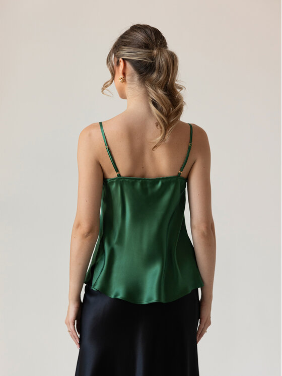 Cat&Cat Cat&Cat Top jedwabny z dekoltem woda Zelená Regular Fit