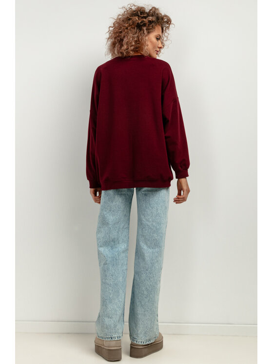 Tessita Tessita Mikina T417/9/XL-XXL Bordó Oversize