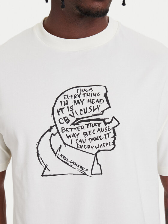 KARL LAGERFELD KARL LAGERFELD T-Shirt 755151 564235 Kremowy Loose Fit