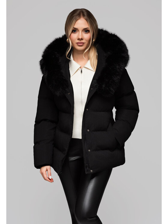 Ombre Ombre Kurtka damska OW-JALP-0103 Czarny Regular Fit