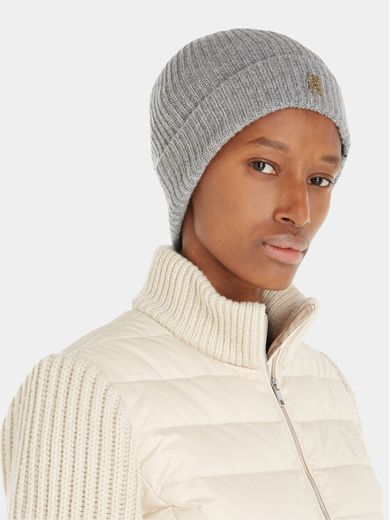 Tommy Hilfiger Tommy Hilfiger Cepure Cashmere Chic Beanie AW0AW15321 Pelēks