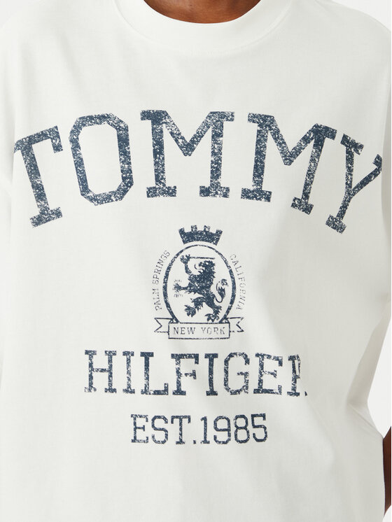 Tommy Hilfiger Tommy Hilfiger Majica Varsity WW0WW50940 Kremna Relaxed Fit