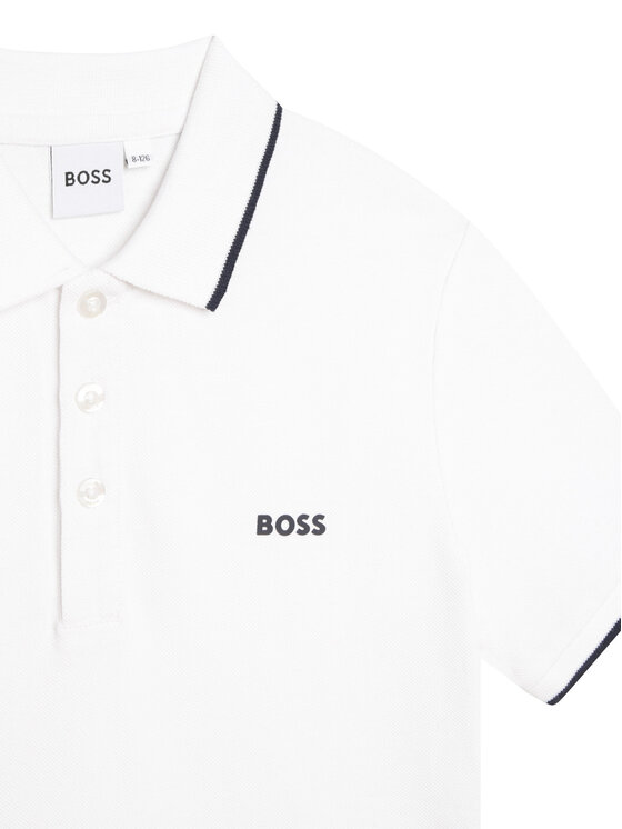 BOSS Boss Тениска с яка и копчета J25P26 D Бял Regular Fit