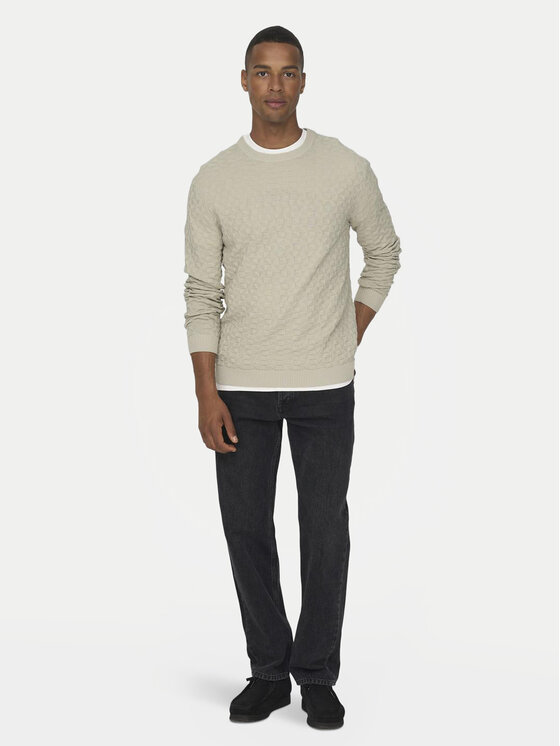 Only & Sons Only & Sons Sveter 22026559 Béžová Regular Fit