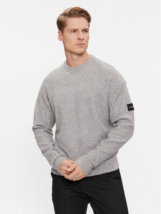 Calvin Klein Pulover K10K110401 Gri Regular Fit