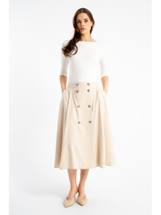 CLICK CLICK Φούστα midi 50-744 Μπεζ Flare Fit