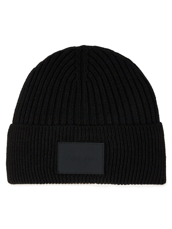 Calvin Klein Cepure Tonal Rubber Patch Beanie K50K511291 Melns