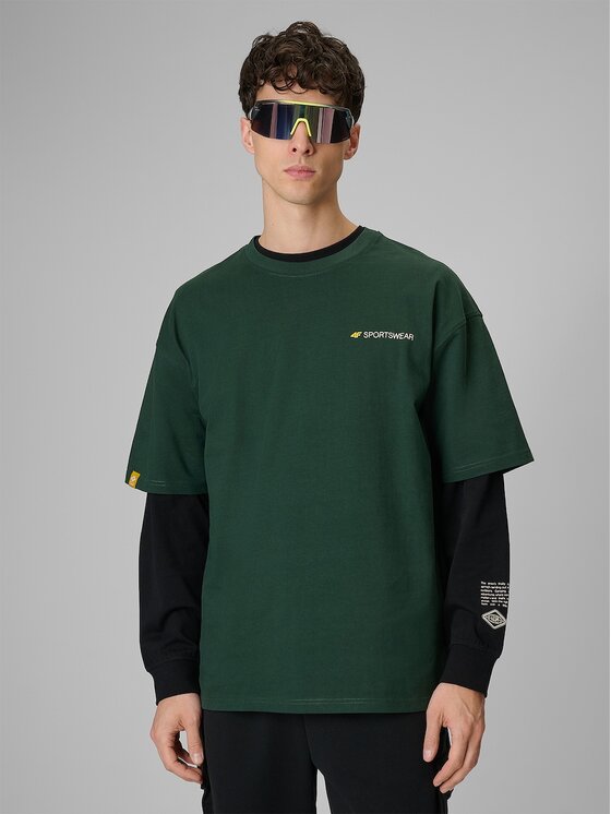 4F 4F T-Shirt NATURE’S TRAIL Zielony ciemny Loose Fit