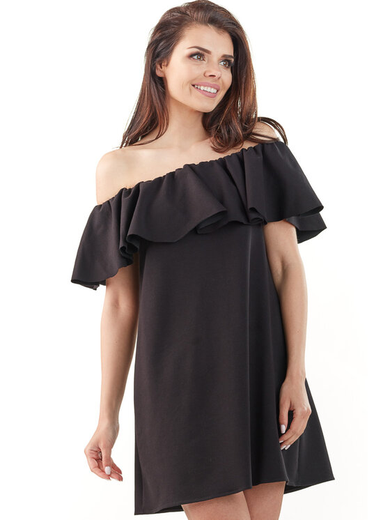 Awama Awama Sukienka letnia L065 Czarny Basic Fit