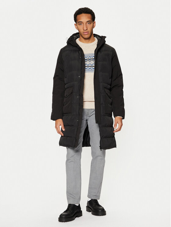 Brave Soul Brave Soul Télikabát MJK-ELITEBLACK Fekete Regular Fit
