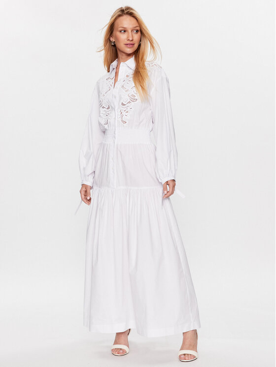 Ermanno Firenze Rochie tip cămașă D42EQ028ET1 Alb Regular Fit Alb imagine noua