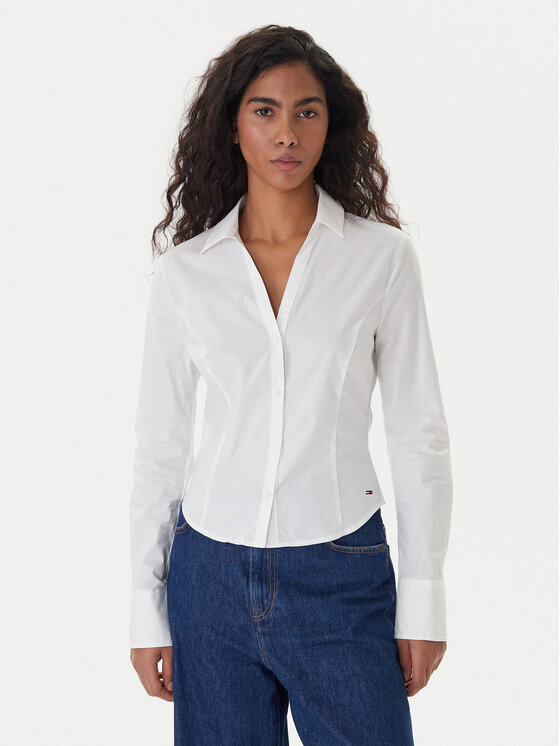 Tommy Jeans Tommy Jeans Cămașă Baby DW0DW22604 Alb Slim Fit