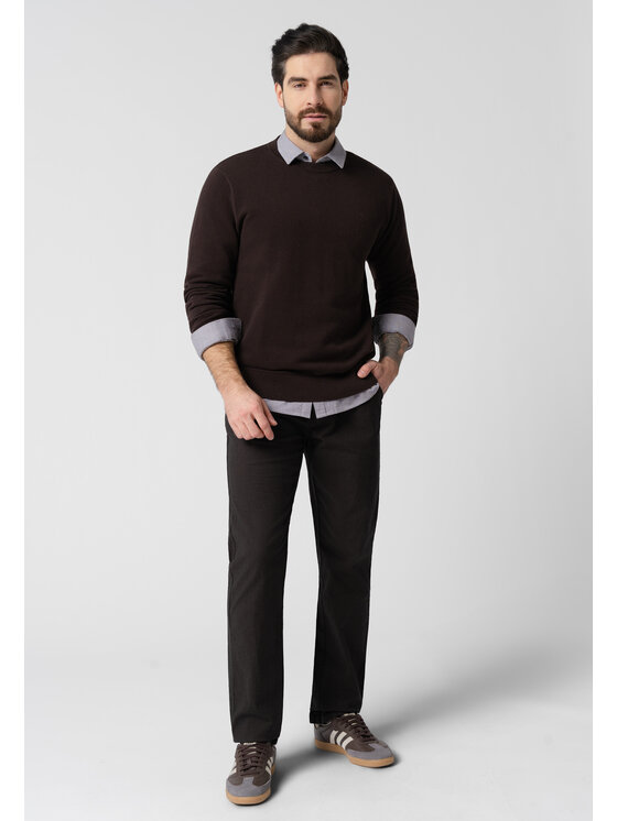 Volcano Volcano Sweter S-LOGAN Brązowy Regular Fit